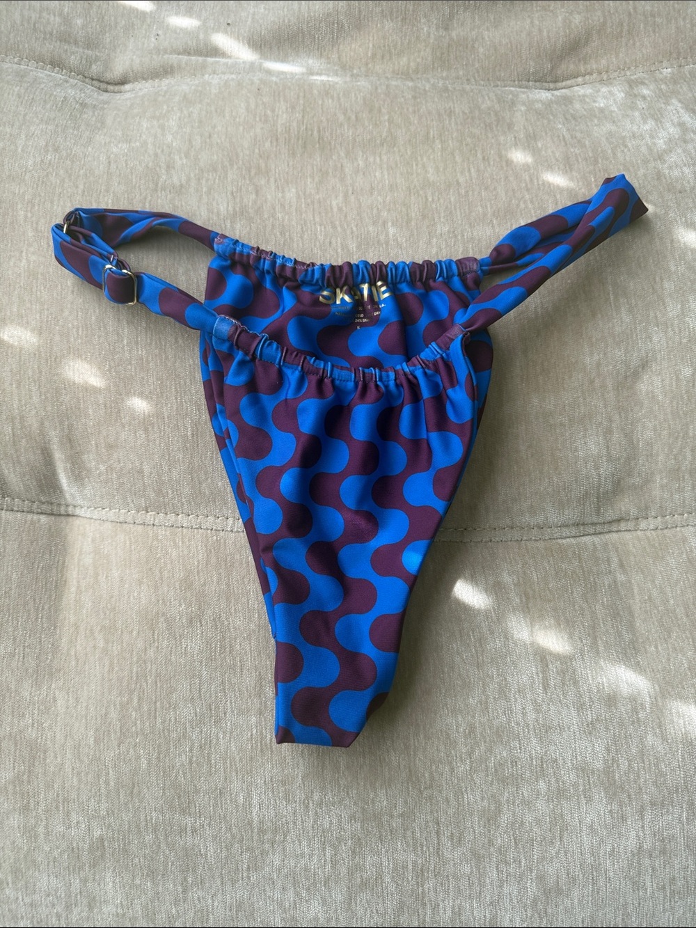 SKATIE Blue Purple Wave Bikini Bottoms Size Small